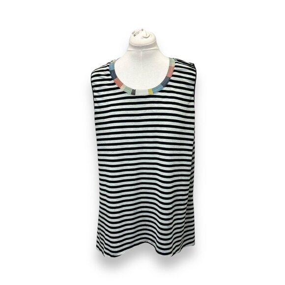 Avenue Womens Striped Sleeveless Top 18/20 Multicolor Neck Trim Polyester/Rayon/ - Picture 1 of 8